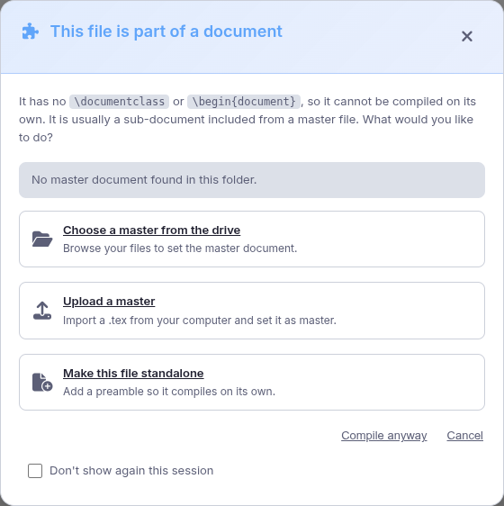Fenêtre : désigner un document maître