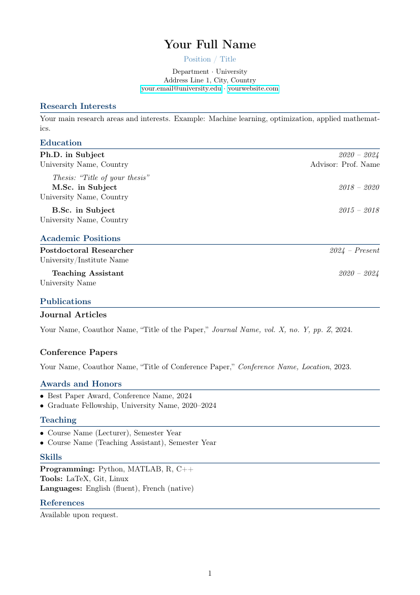 Academic CV