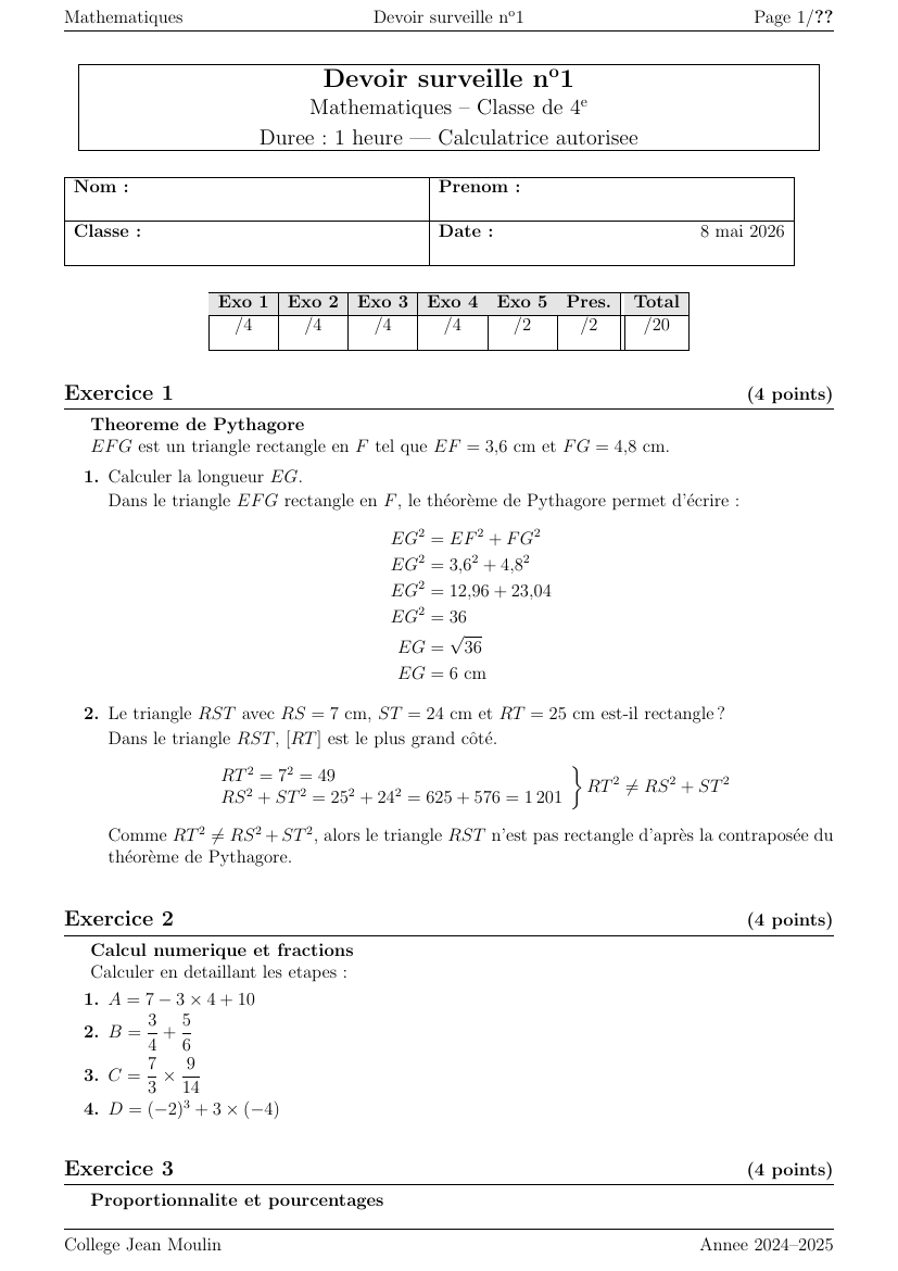 Middle School Test