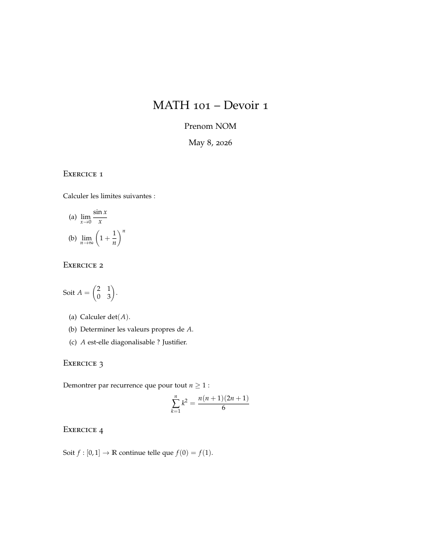Homework (homework.cls)